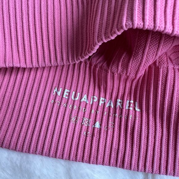 Pink Ribbed Sports Bra Neu Apparel Neuapparel XS Extra Small Seamless - Picture 6 of 8